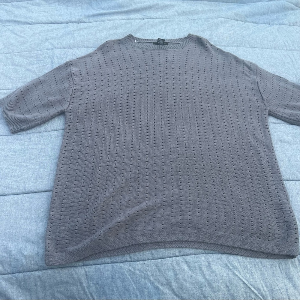 NWT Art of Rhetoric Cobalt Blue Knitted Tee Shirt with Holes Size Medium
